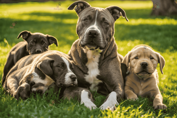 Brindle Pitbull and puppies